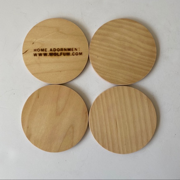 Wolfum Ikat Patterned Wood Coasters - Picture 3 of 3